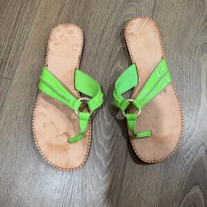 Lilly Pulitzer Green Leather Women's Sandals 9